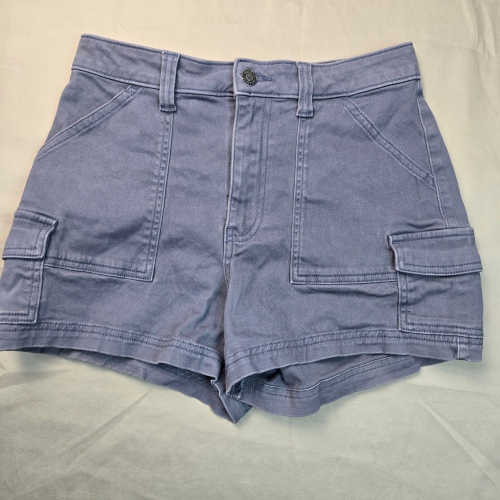 Hollister Ultra High-Rise Shorts Mom 3 Blue Gray Cargo Utility W26‎ 3/2 - Picture 2 of 9